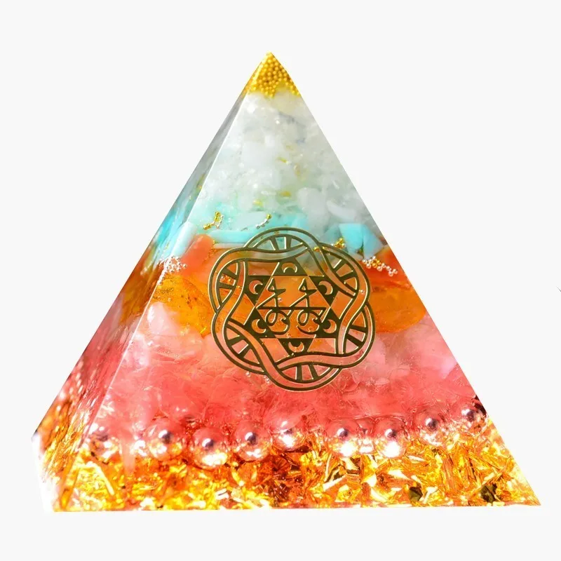 AURAREIKI Orgonite Reiki Pyramid Natural Crystal Chakra Healing Stone That Changes The Fortune Field Of LifeTransparent Pyramid