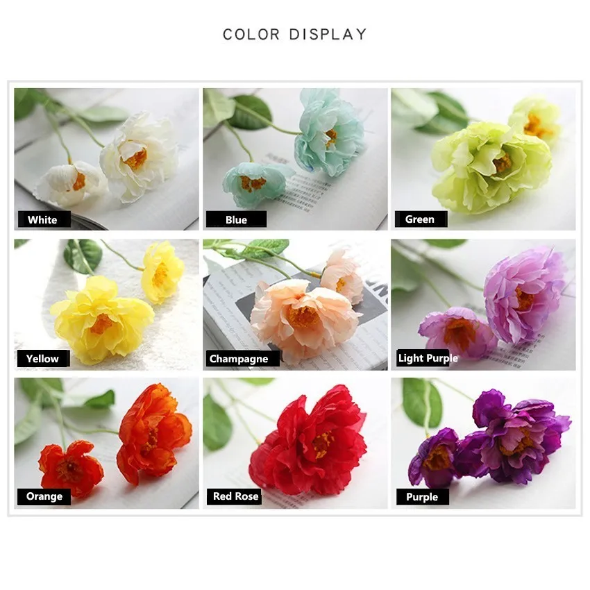 

Qianxiaozhen 4pcs Poppy Flower Artificial Flowers For Wedding Fake Flowers Bouquet Wedding Flowers Home Decoration