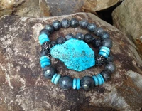pave crystal beads turquoises nugget stretch bracelet clear labradorite howlite beaded boho stack bracelet