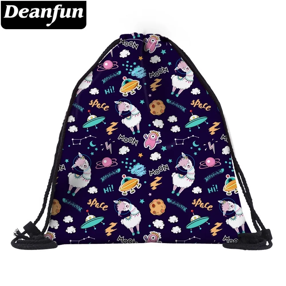 Deanfun водонепроницаемый рюкзак со шнурком печать Llama Galaxy Drawstring сумка логотип