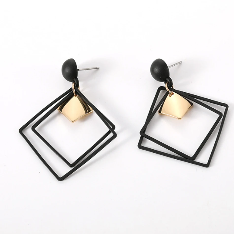 1 пара модные простые геометрические серьги металлические черные Висячие для