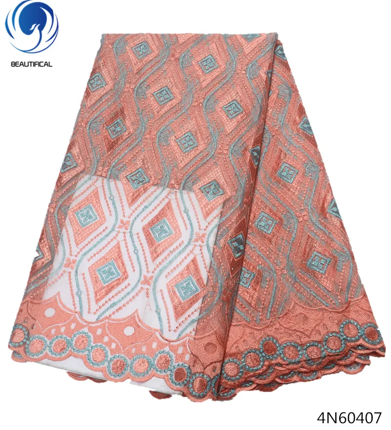 Beautifical fabric lace african nigerian fabrics high quality dress 5yards for clothing wholesale and retail 4N604 | Дом и сад