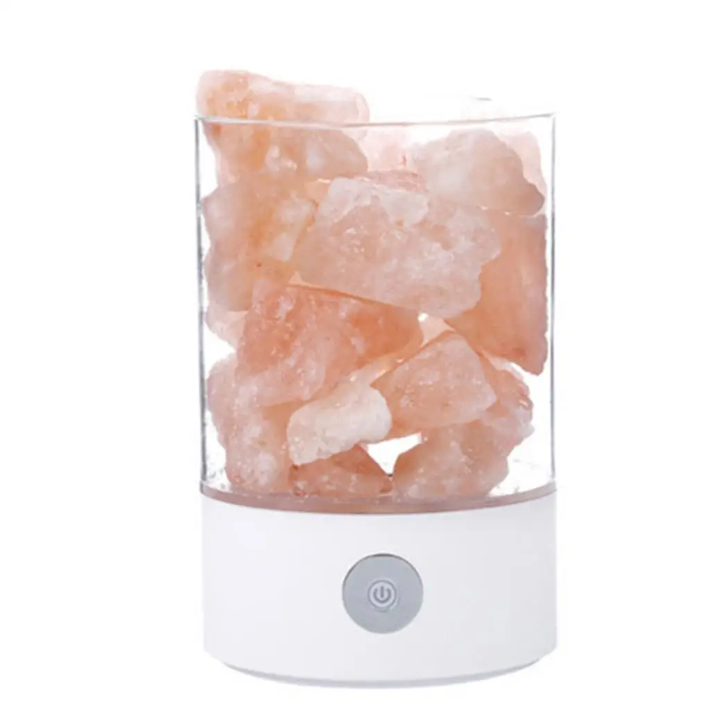 Night White Himalayan Light Salt Lamp 780g Crystal M2 Natural Negative Ion Cylindrical Charging 36V Black USB | Лампы и освещение
