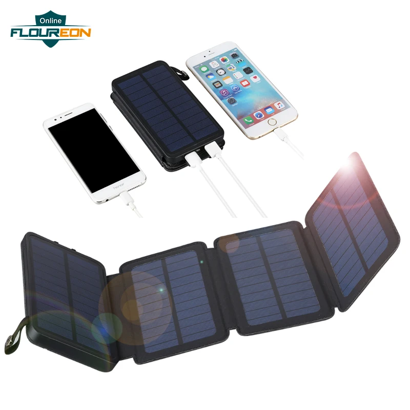 Floureon солнечной энергии банк с светодиодный свет 10000 mAh портативный телефон