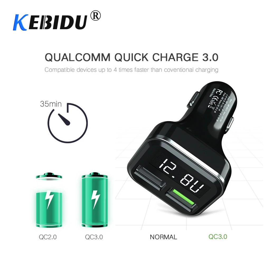 Автомобильное зарядное устройство kebidu с двумя usb-портами для быстрой зарядки