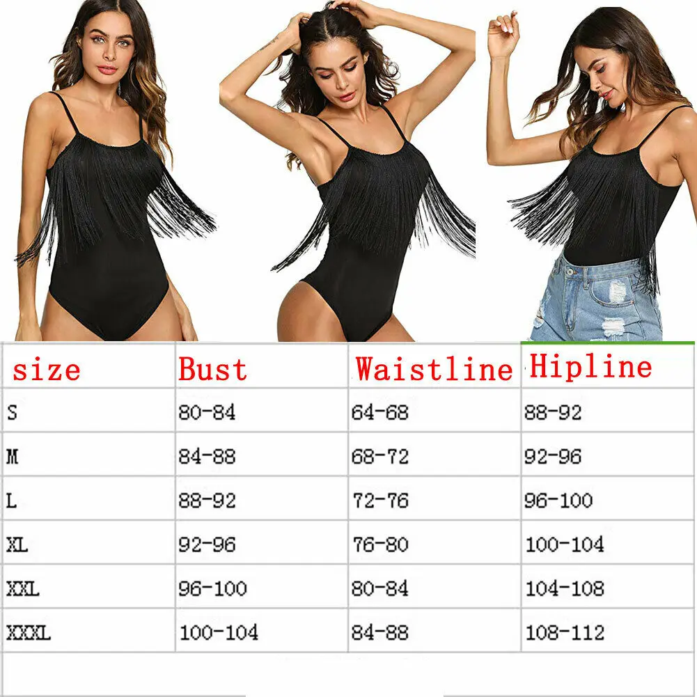 Женский облегающий боди черный без рукавов с открытой спинкой и кисточками |