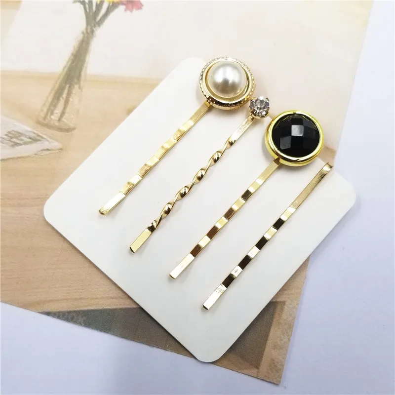 

Popular Korean 1Set Imitiation Pearl Hair Clips Heart Women Girls Star Hairpin Metal Button Hair Accessories