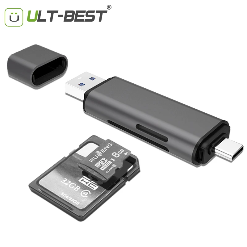 USB Type C 3 0 OTG Устройство для чтения SD карт TF Micro SDXC SDHC MMC|Картридеры| |