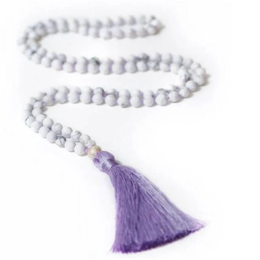 8 мм Howlite фиолетовый 108 кисточки mala ожерелье медитация Сделай Сам элегантные