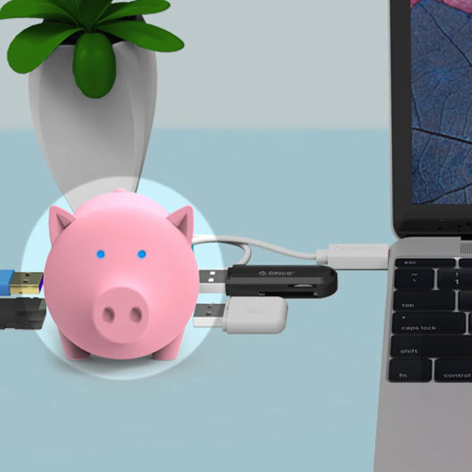 Orico H4018 Маленькая свинья концентратор Usb 3 0 порта с устройство для чтения карт SD TF