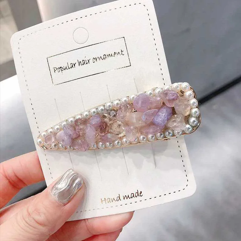 Pearl металлический зажим для волос ободок Гребень Pin Барретт конфеты камень шпильки головной убор аксессуары Красота Инструменты для укладки