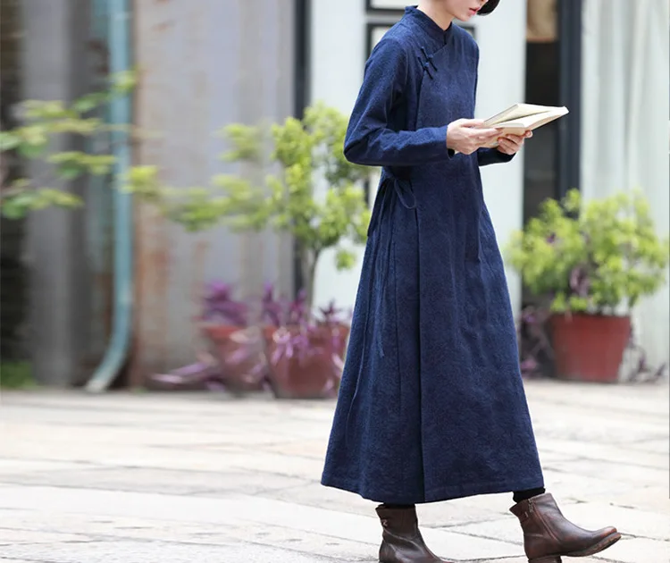 Женское платье макси из хлопка и льна Длинное свободное жаккардовое