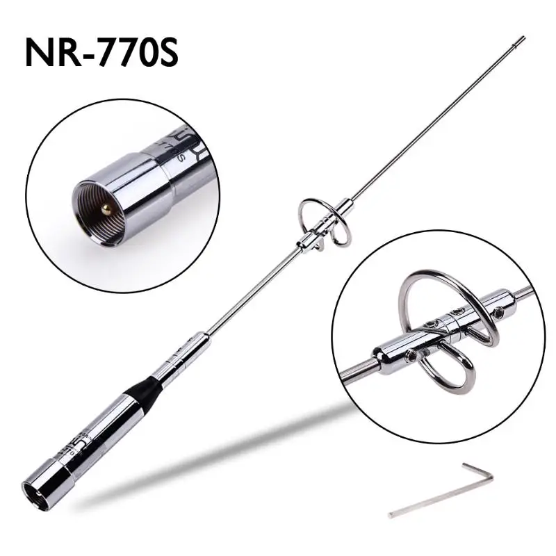 

1Pcs NR-770S Stainless Steel Car Mobile Ham Radio Antenna Dual Band VHF/UHF 100W For TYT Car-styling Accessories