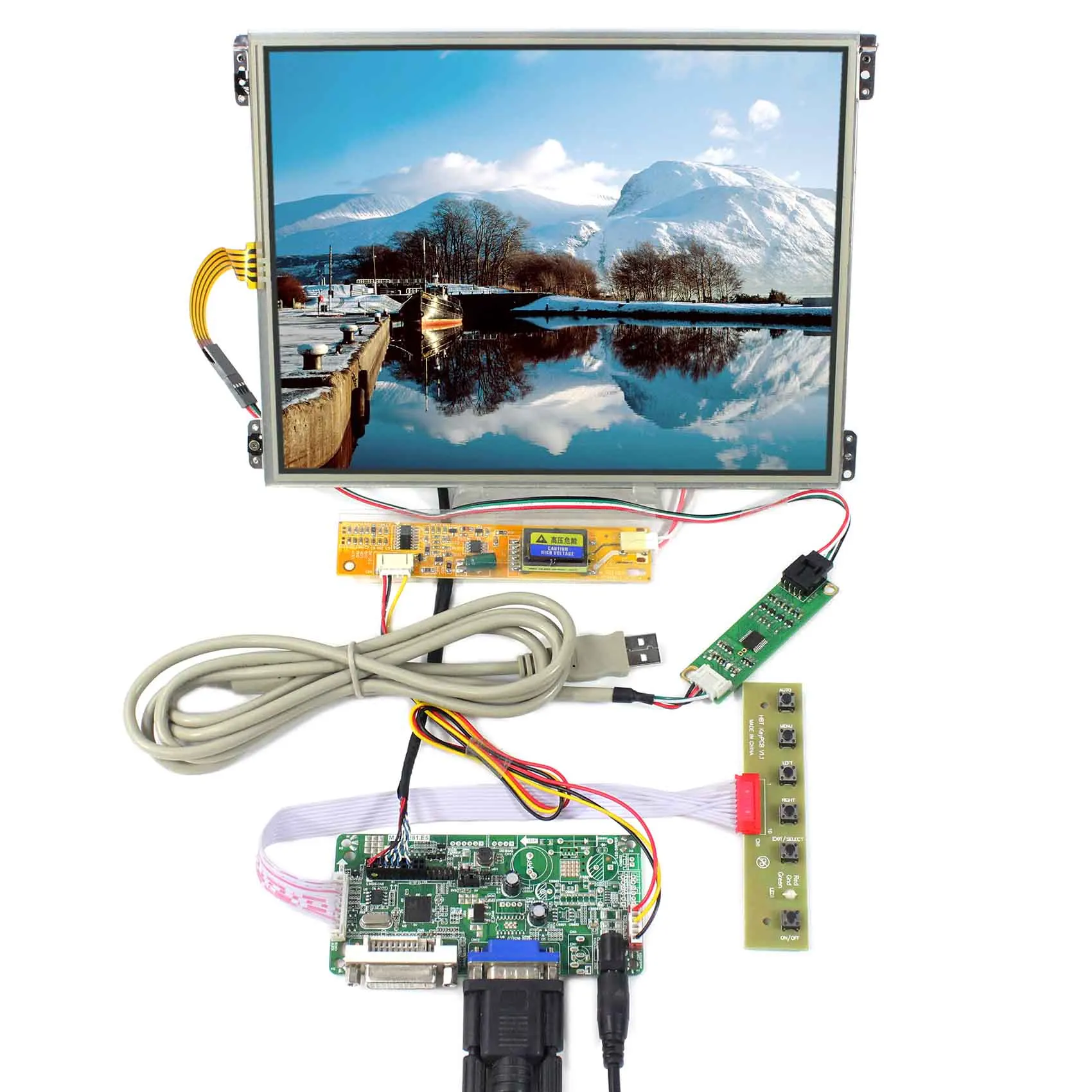 

VGA+DVI LCD Controller Board RT2281 work with 10.4inch touch lcd HT10X21-311 1024X768 IPS LCD Screen