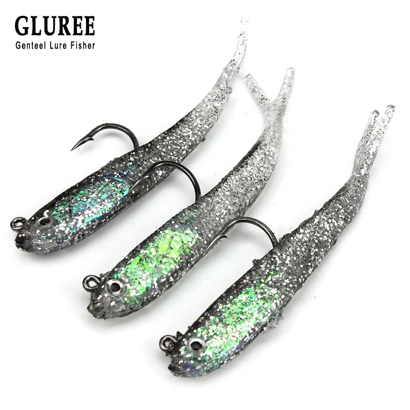 GLUREE 1 шт. мягкие приманки студийный фон с имитацией для ловли рыбы 7 3 см искусственные одинарные Крючки