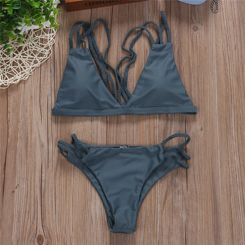 Новинка женский летний сексуальный вязаный комплект бикини бандажный