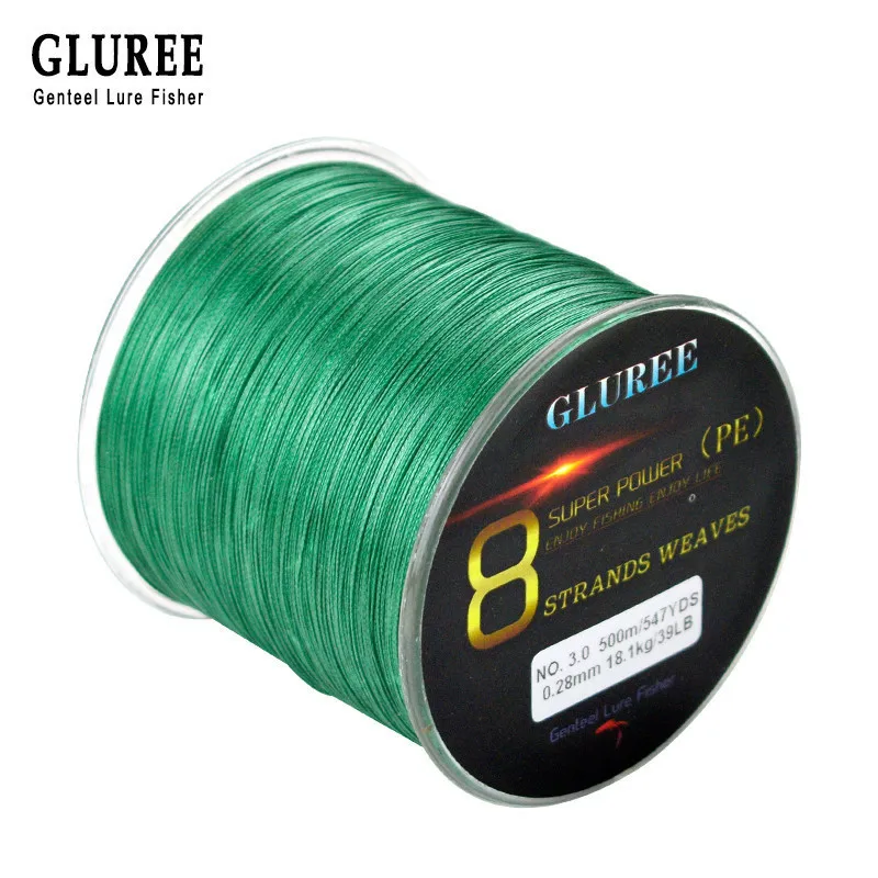 GLUREE 500 м/547 ярдов 8 стендов PE леска плетеная 100% мультифиламентная супер прочная
