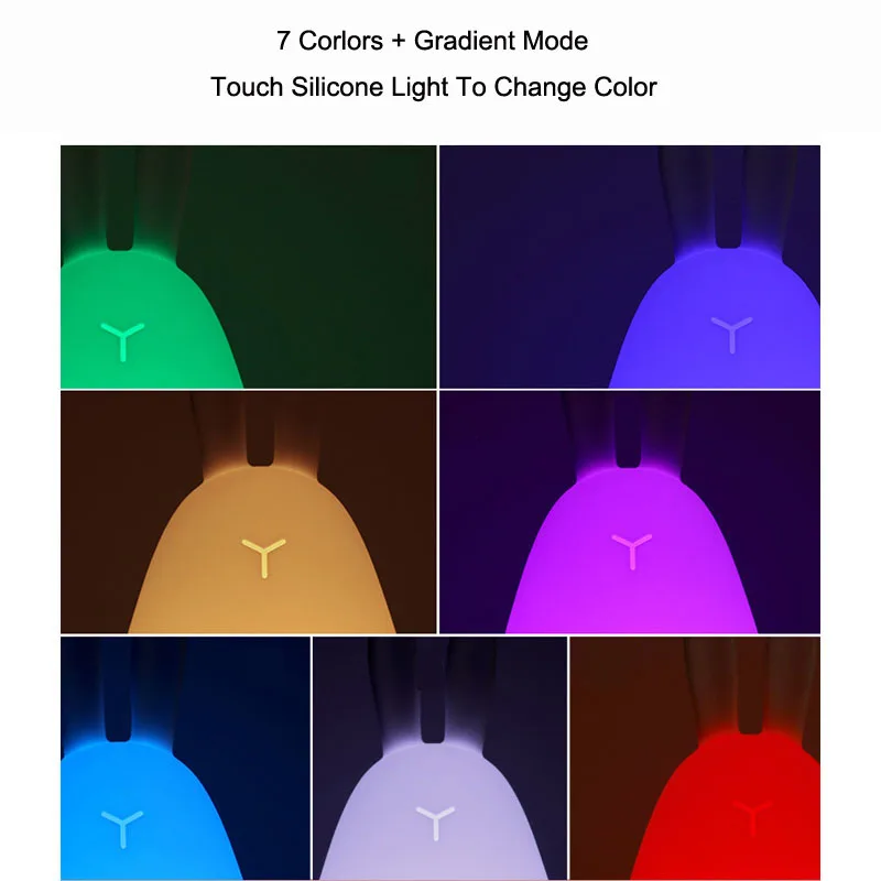 DOXA LED Rabbit Night Light Multicolor Silicone Touch Sensor Tap Control Nightlight Children Baby Kids Bedside Lamp 2018 New | Освещение
