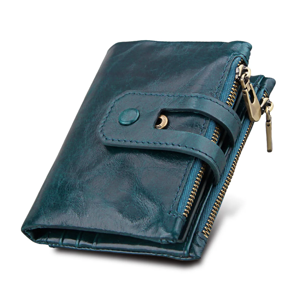 Unisex Vintage Crazy Horse Genuine Leather Wallet Women Men Wallets With Coin Pocket Zipper Short Style Credit Card Holder Purse | Багаж и