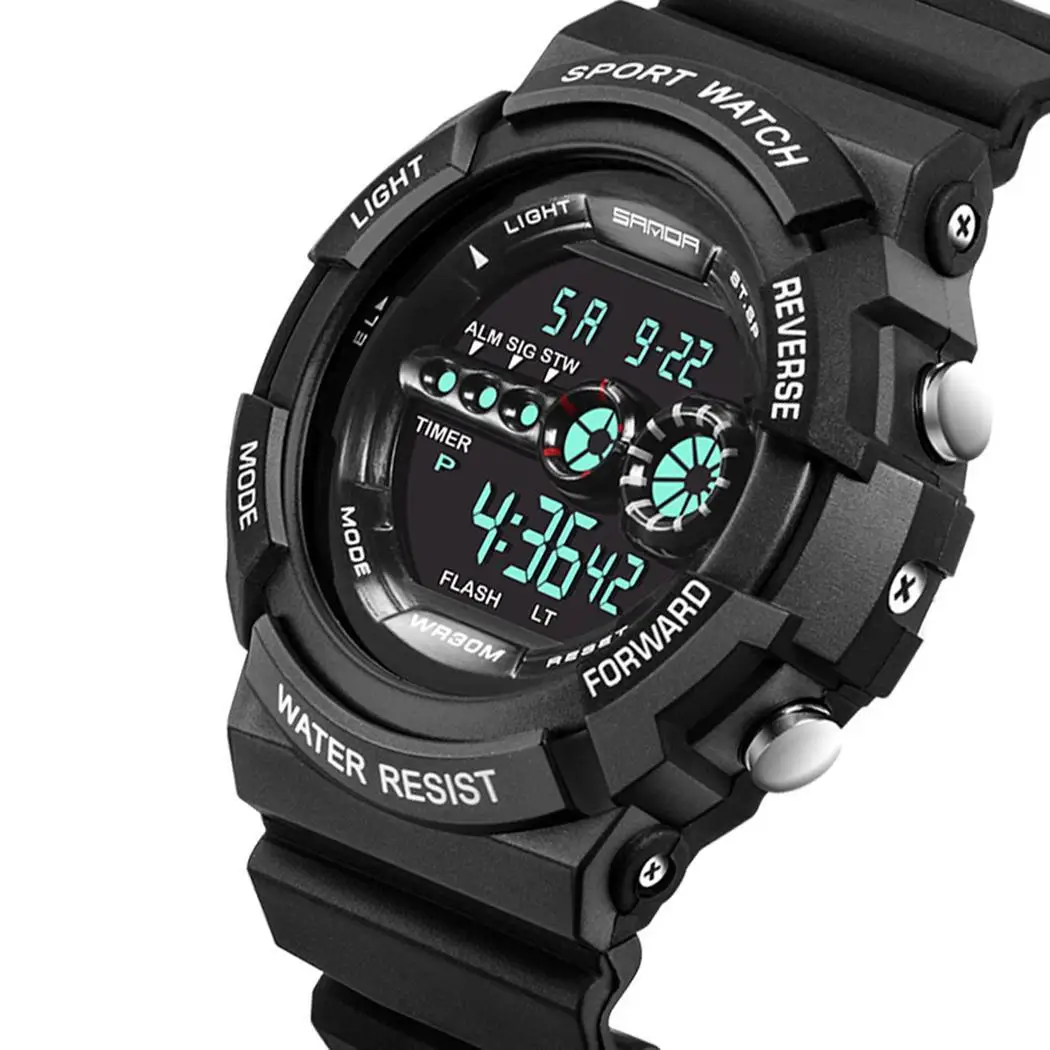 Новые мужские модные круглые Цифровые многофункциональные наручные часы 250 мм