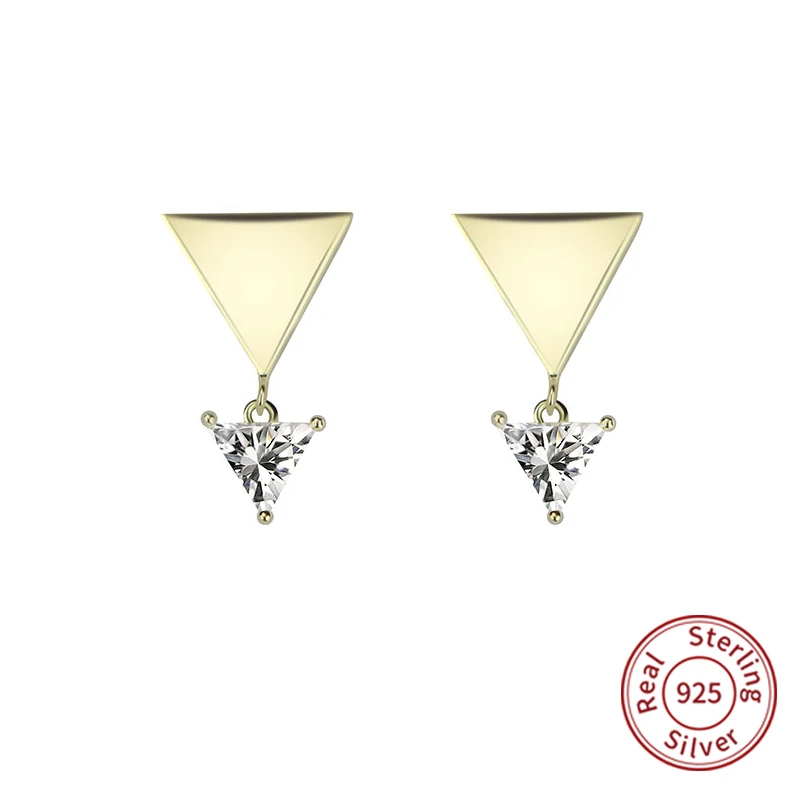 

Серьги из стерлингового серебра 925 пробы с геометрическим кристаллом модные ювелирные изделия простые треугольные серьги CZ для женщин пода...