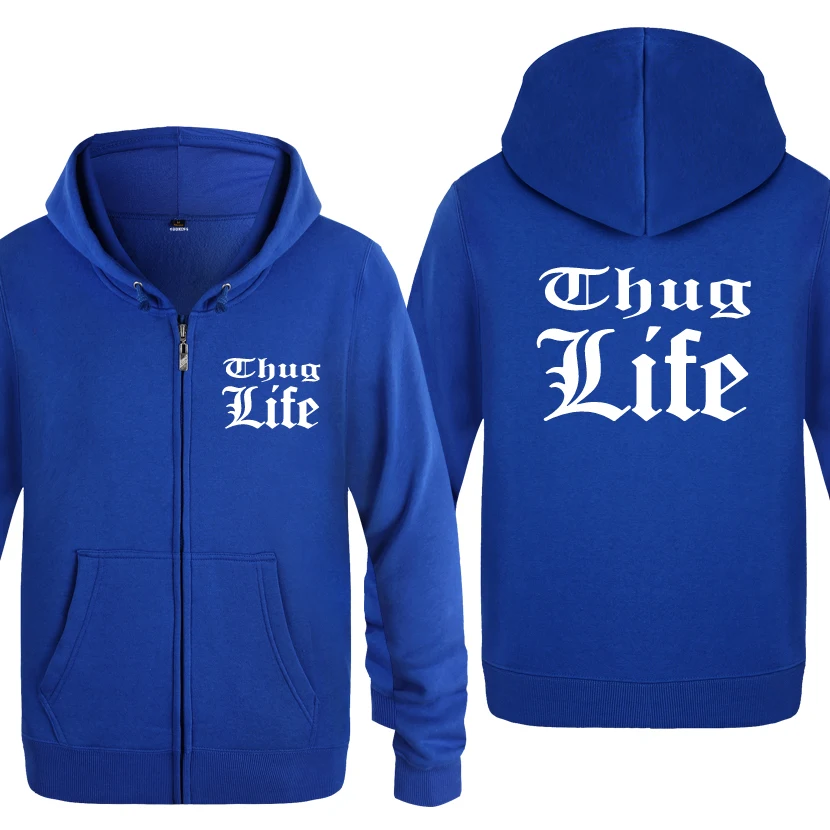Thug Life Tupac 2PAC Rock Rap Hoodies Men 2018 Men's Fleece Zipper Cardigans Hooded Sweatshirts | Мужская одежда