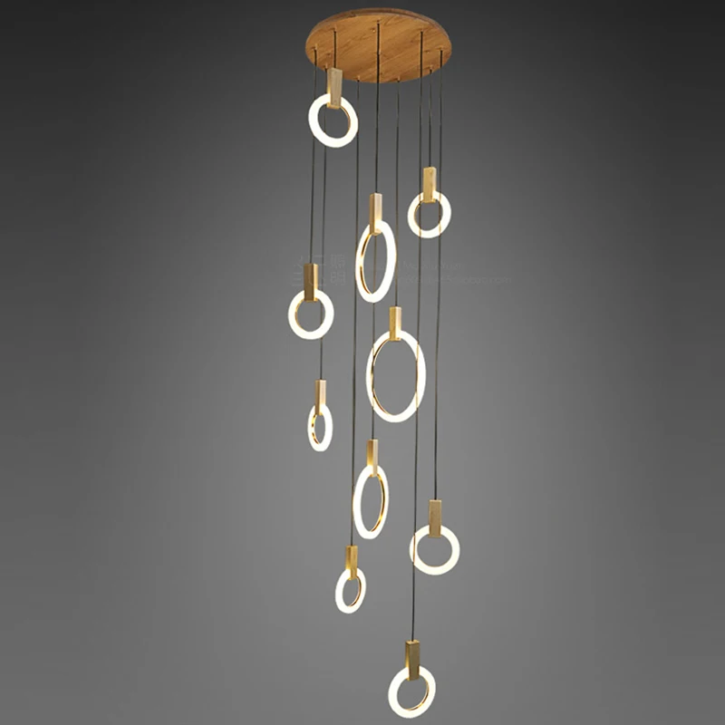SETTEMBRE Nordic and Modern Creative LED Ring Wood Pendant Light Living Room Dining Long | Лампы и освещение