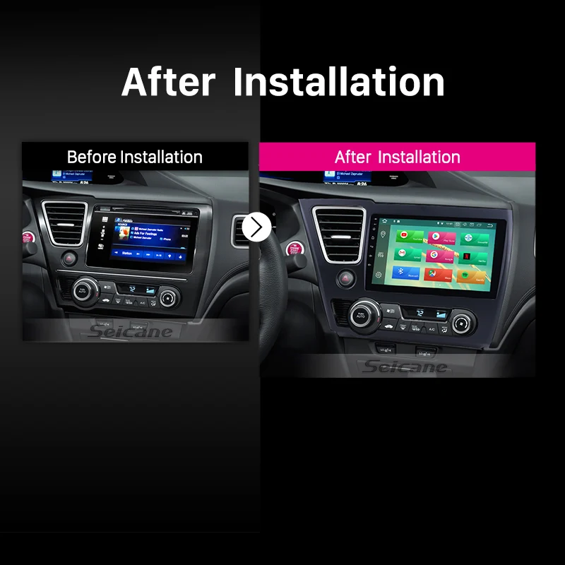 Seicane 9 &quotAndroid 8 1/8 0 1Din Автомагнитола для 2014 2015 2016 2017 Honda Civic сенсорный экран gps Navi