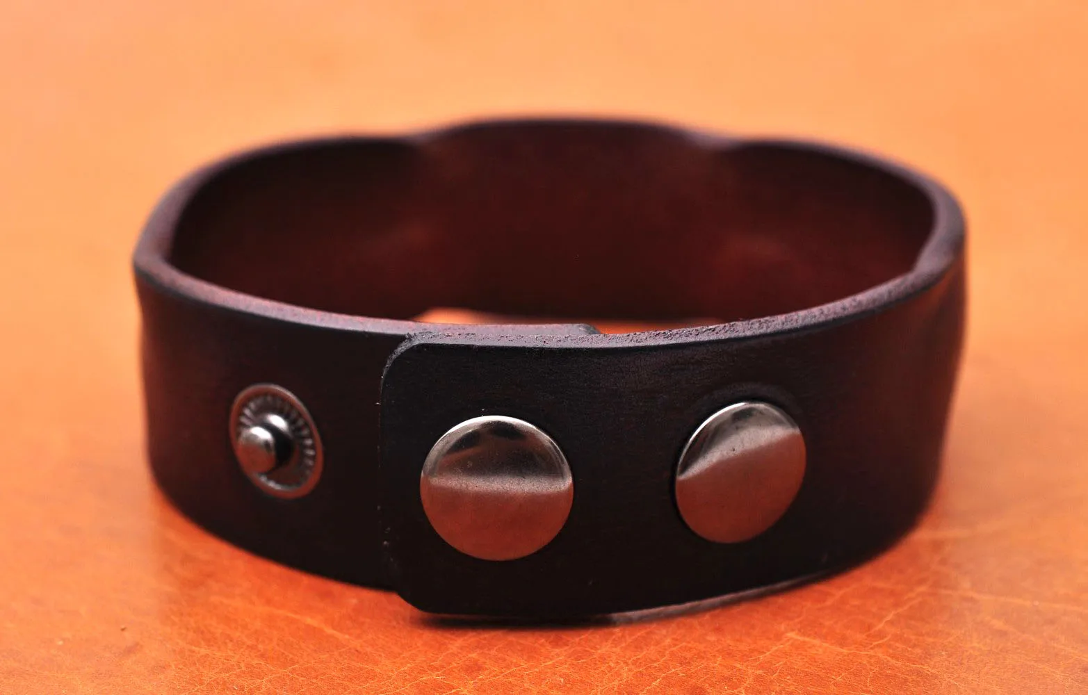 Handmade Distressed Genuine Leather Bracelet Cuff Wristband Brown Mens Unisex |