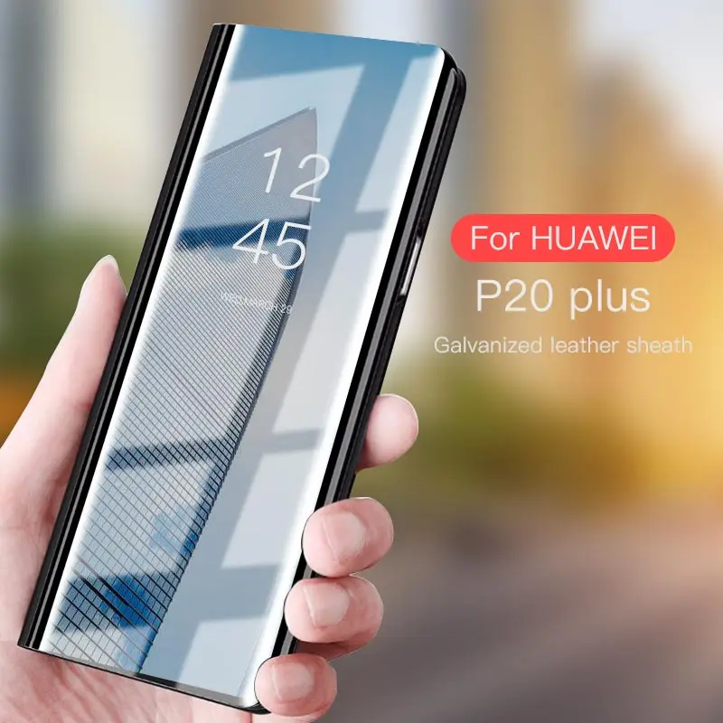 Прозрачный умный кожаный откидной зеркальный чехол с подставкой для Huawei P20 P9 P10 lite