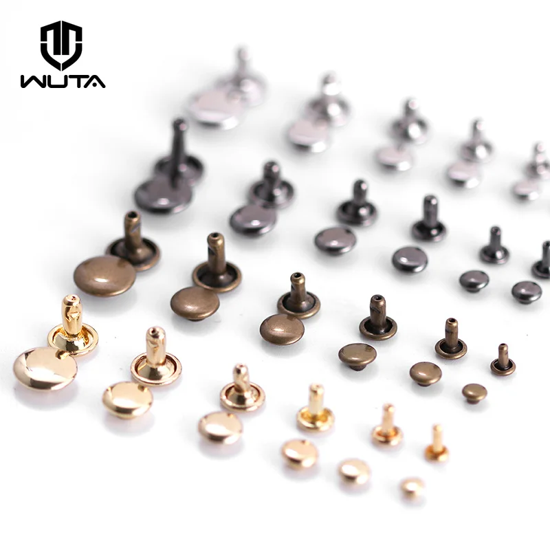 WUTA 50 компл./100 компл. Из чистой меди двойная крышка заклепки латунь круглый