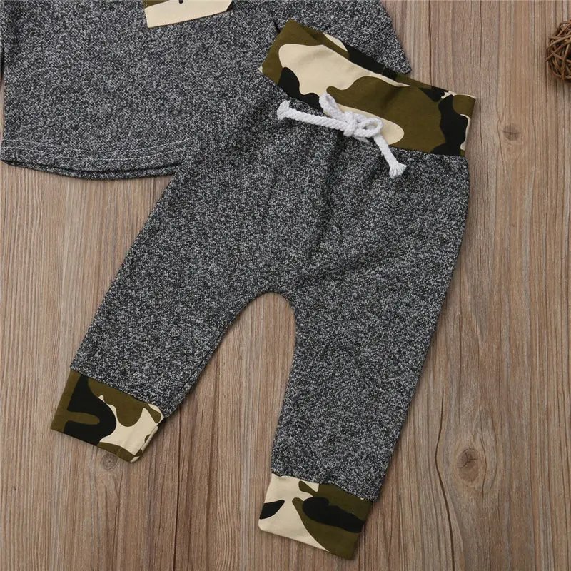 Toddler Baby Boy Clothes Set Infant Kid Camo Outfit Long Sleeve Hoodies Pants 2Pcs Newborn Children Clothing 0-24M |