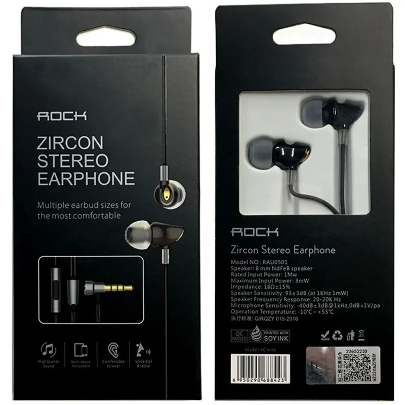 Rock Zircon стерео проводные наушники в ухо микрофон гарнитура 3 5 мм сбалансированных