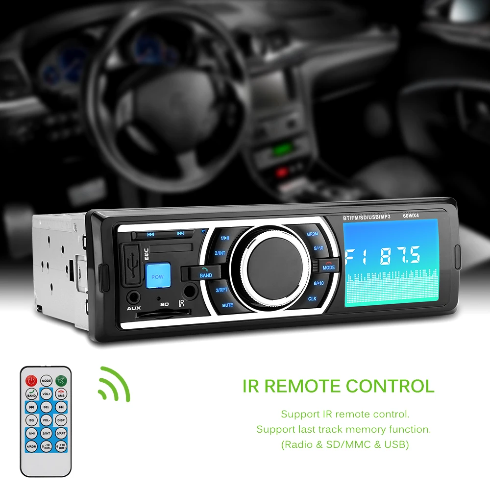 Автомобильный плеер fm-передатчик Bluetooth Радио стерео 1 Din 12V USB/SD MMC AUX аудио Авто