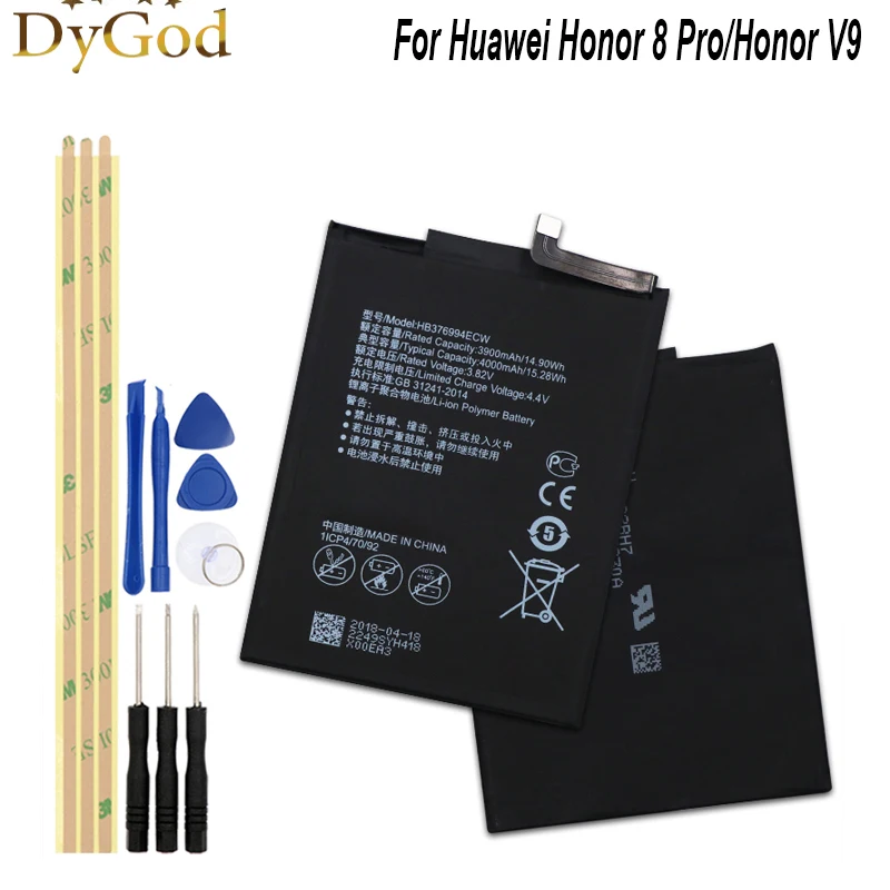 

DyGod 4000 мАч HB376994ECW батарея для Huawei Honor 8 pro/Honor V9 DUK-AL20 DUK-TL30 высокое качество Мобильный телефон батарея с инструментами