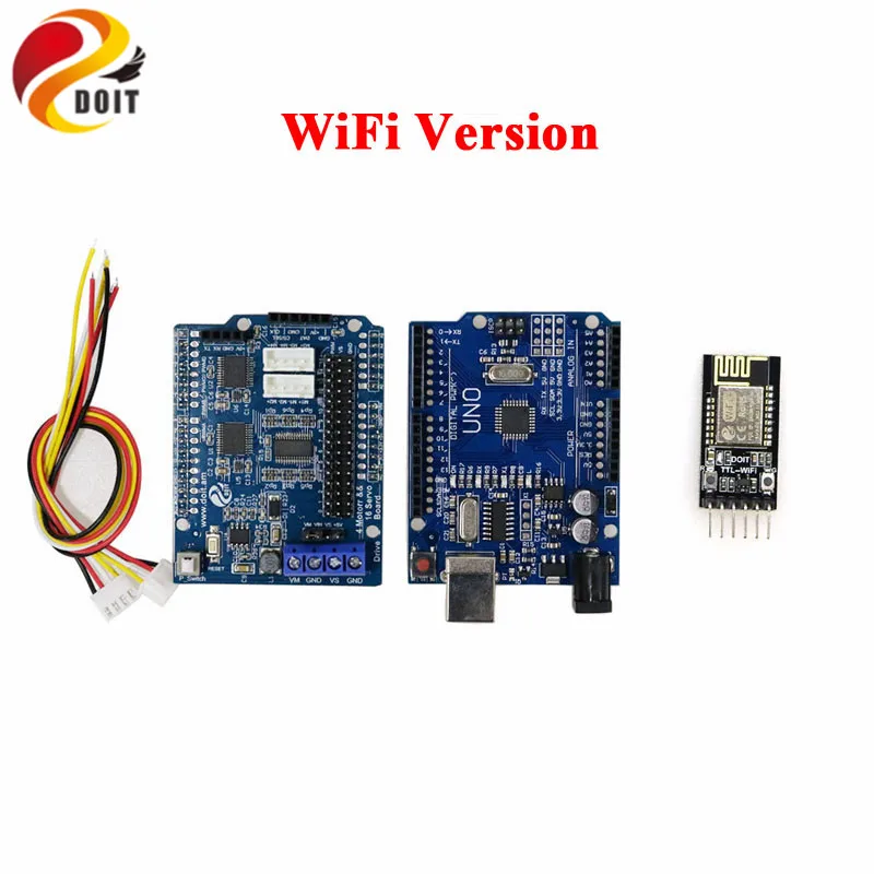WiFi/Bluetooth/PS2 RC 4wd умный автомобильный комплект шасси с UNO R3 плата + драйвера