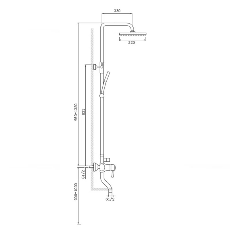 

Shower Faucet Black With Round Rain Shower Hand Head Shower Set With Shelf Bathroom
