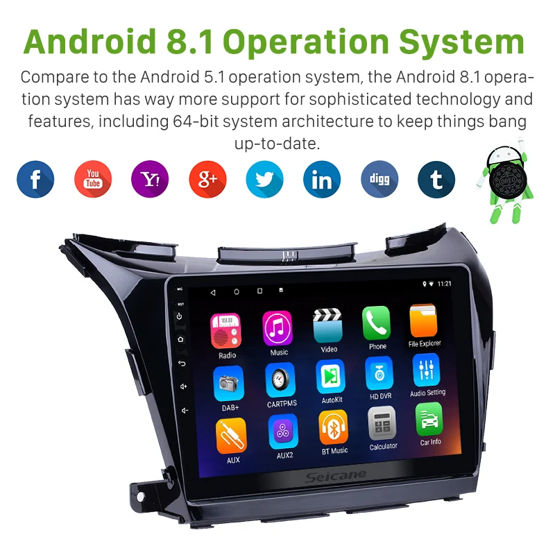 Seicane 2Din 10 1 дюймов Android 7 1/8 gps навигация автомобильный Радио мультимедийный плеер