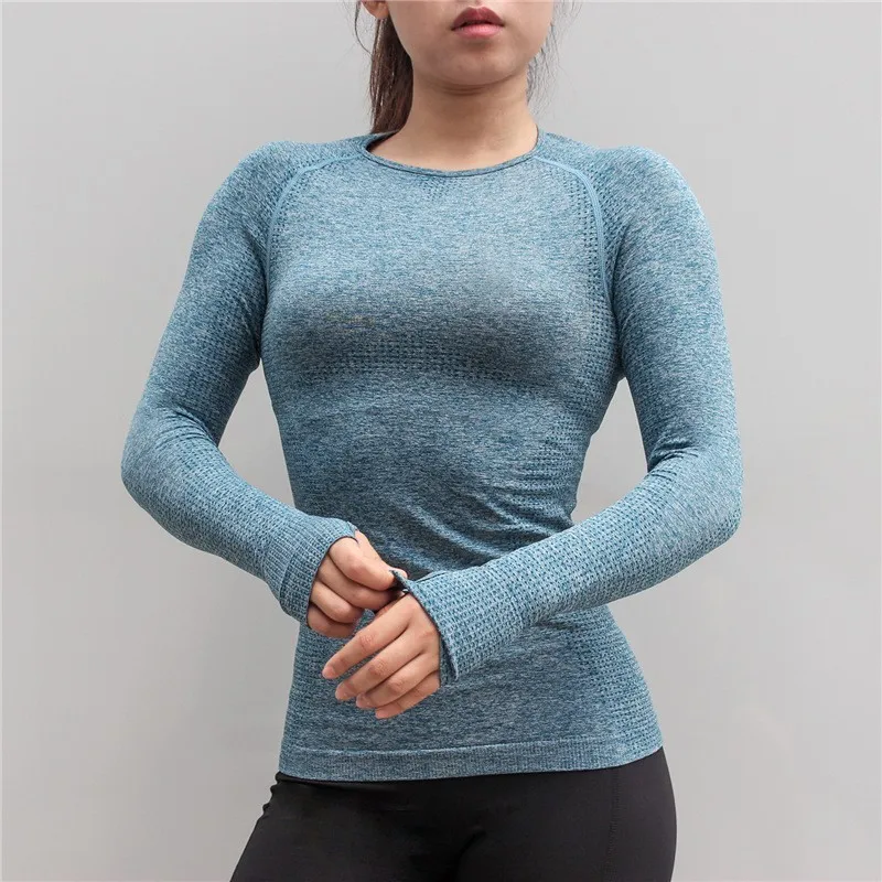 

Women's Sports Wear For Fitness Women Jersey Seamless Long Sleeve Gym Woman Sport Shirt Yoga Top Female Workout Tops T-shirt