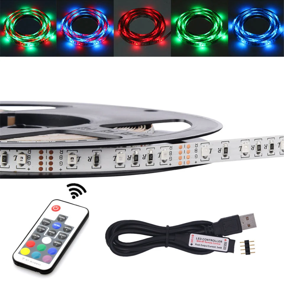 3528 RGB 5 в usb лента для изменения цвета 50 см 1 м 2 3 4 Рождественское украшение ТВ ПК