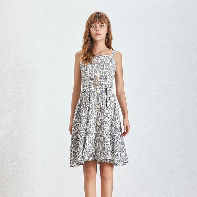 Платье без рукавов TWOTWINSTYLE летнее с высокой талией и поясом|Женские платья| |