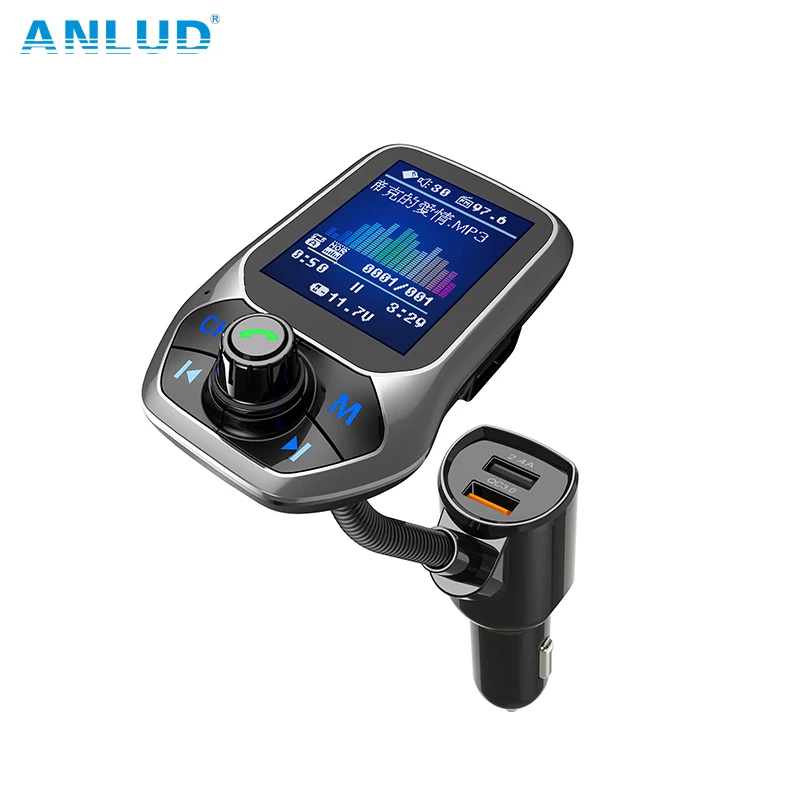 ANLUD цветной экран FM передатчик Комплект беспроводной связи bluetooth для автомобиля