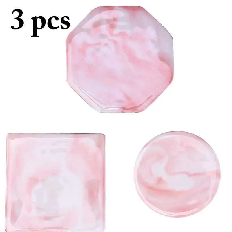 

3pcs Marble Coasters Ceramic Coaster Tea Cup Pad Round Table Mat Coaster Coffee Tea Cup Place Mats Placemat Drink Coaster