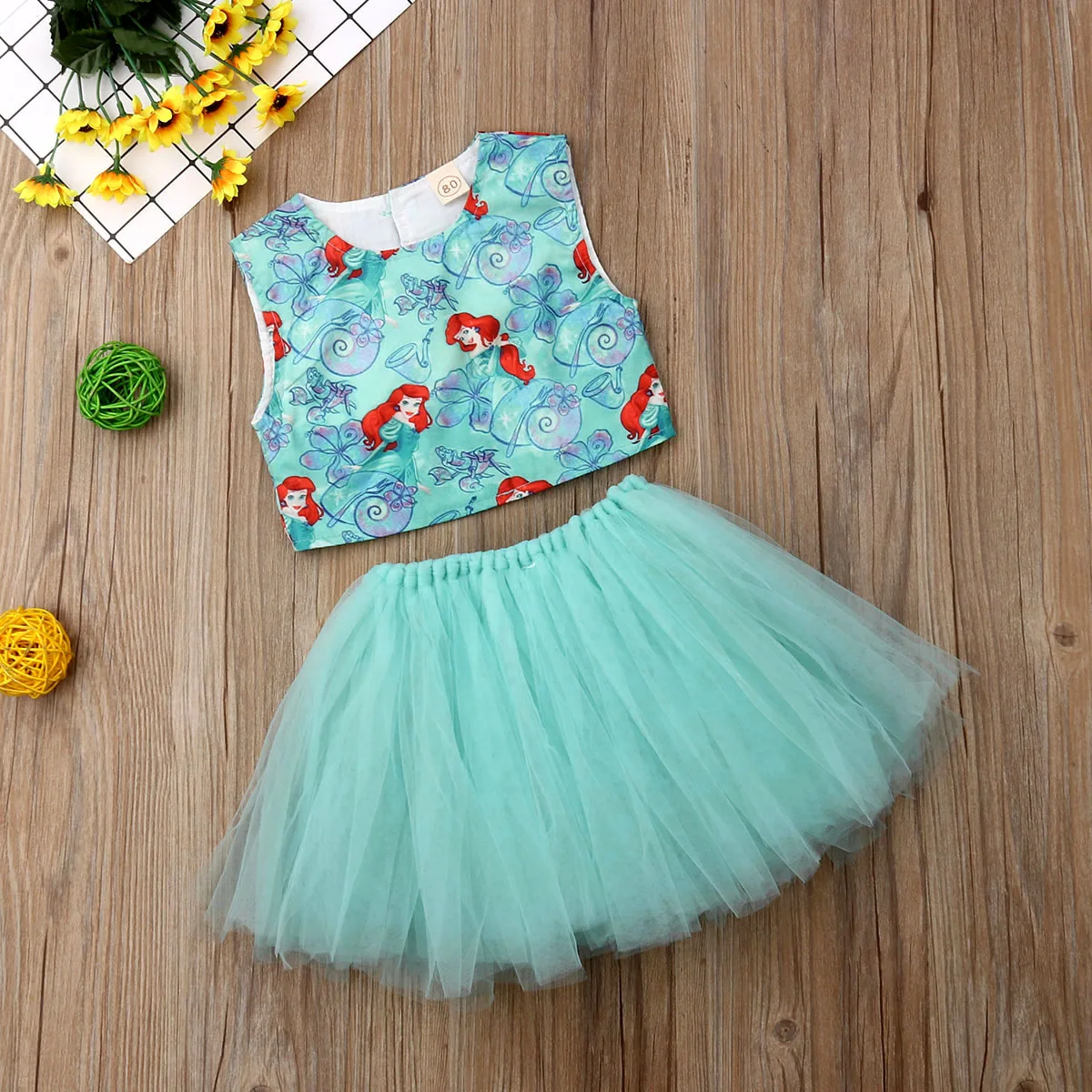 Toddler Infant Kids Baby Girl Mermaid Vest Tops Mesh Ball Gown Dress Outfits Summer Sunsuit | Детская одежда и обувь - Фото №1