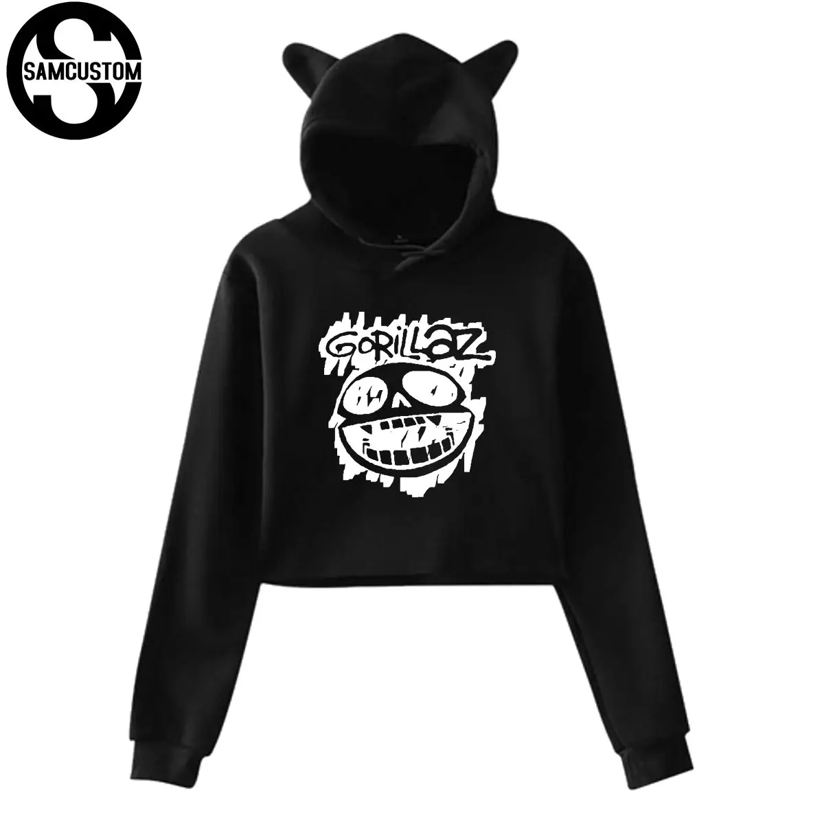 Женская толстовка с капюшоном SAMCUSTOM Gorillaz 3D принт кошачьими ушками и длинным