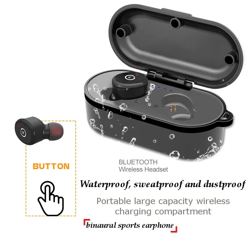 CLAITE IPX8 водонепроницаемые TWS bluetooth 5 0 наушники вкладыши спортивные гарнитура 3D