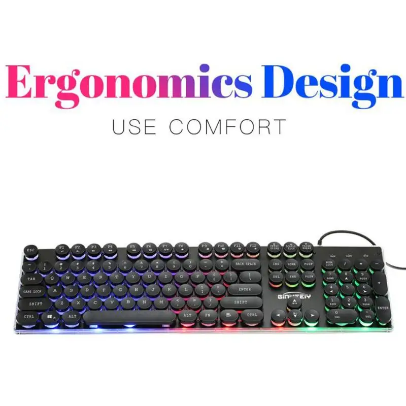 104 ключа стимпанк игровая клавиатура RGB с подсветкой Механическая USB Проводная