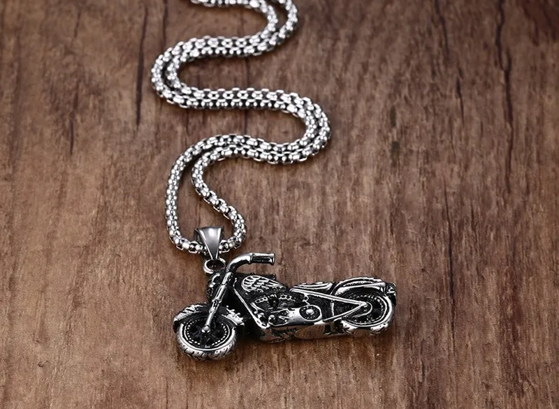 Men's Punk Gothic Ghost Rider Pendants Rock Stainless Steel Motorcycle Motor Bike Necklaces for Male Cool Boy Jewelry | Украшения и