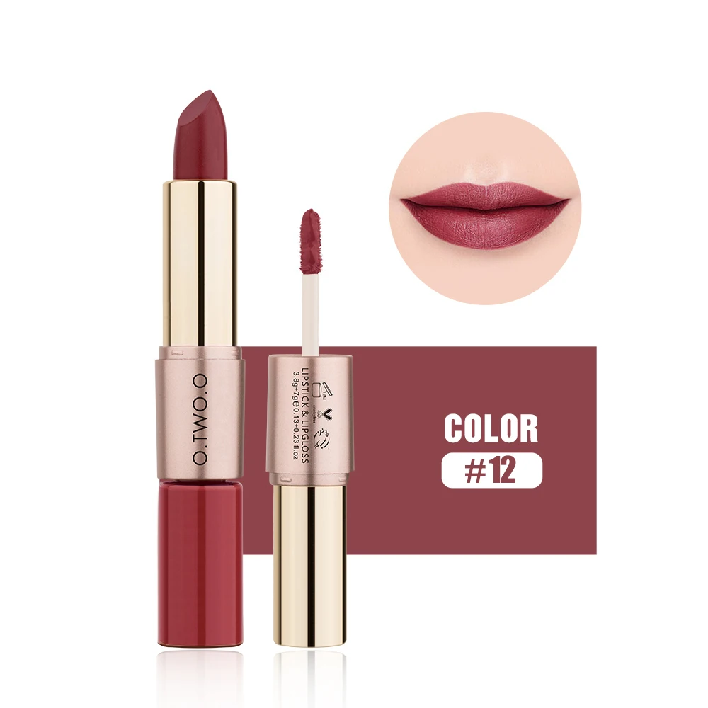 2019 New Fashion Beauty Double-head 2-in-1 Makeup Matte Lipstick &amp Lipgloss Long Lasting Moisture Cosmetic |