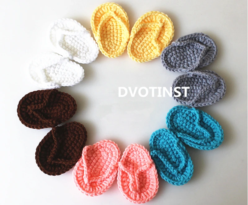 Dvotinst Newborn Photography Props Baby Knit Crochet Mini Slippers Little Flip Flop Bebe Studio Shooting Photo Prop Accessories | Мать и
